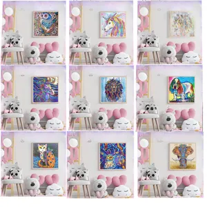 Collection of 9 animal DIY diamond painting kits for bedroom wall art decoration