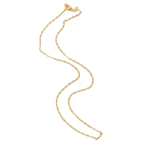 Polished 18K gold plated necklace with textured flat links and secure lobster clasp