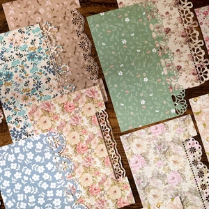 Vintage floral lace deco paper with hollow-out edges for journaling and DIY crafts