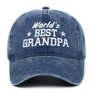 Casquette de baseball rétro en coton délavé avec broderie World's Best Grandpa