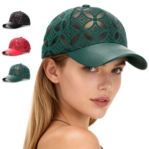 Casquette De Baseball Rétro Avec Motif Jacquard Géométrique Et Visière En Cuir PU Boucle Métallique Réglable Chapeau De Mode