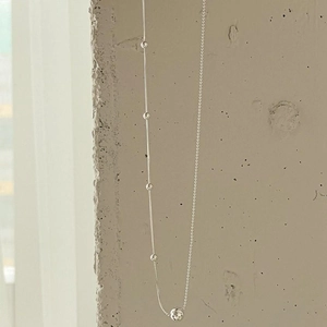 Minimalist S925 sterling silver ball bead necklace with delicate snake chain for women