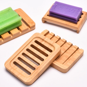 Natural Bamboo Wooden Soap Dish Self-Draining Slotted Soap Tray For Bathroom Shower Kitchen Eco-Friendly Minimalist