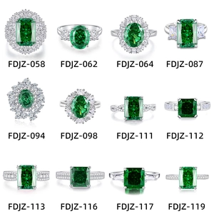 Collection of S925 sterling silver emerald rings in 12 vintage luxury designs and styles