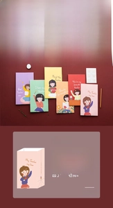 Close-up of colorful teacher appreciation gift bags with cartoon characters and text