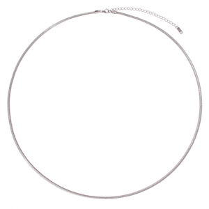 Minimalist silver stainless steel snake blade chain body necklace with lobster clasp