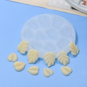 Leaf shaped silicone mold for DIY baking, fondant, and chocolate with 10 leaf patterns