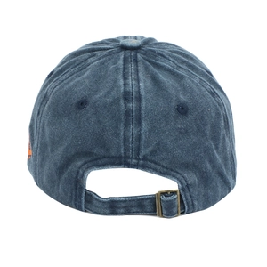 Vintage washed blue cotton baseball cap featuring adjustable back strap and metal buckle