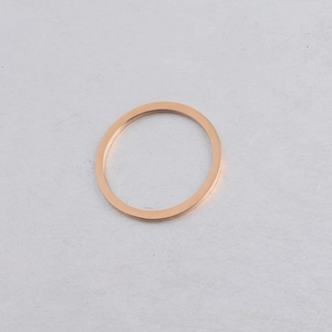 Detailed view of 25mm rose gold polished stainless steel circular jewelry connector