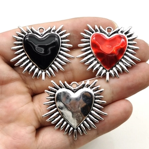 Heart Pendants Vintage Gothic Sacred Heart Zinc Alloy Enamel Charms For DIY Necklace Earring Making Accessories