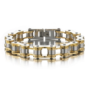 Men Stainless Steel Bicycle Chain Bracelet Motorcycle Industrial Style Rock Punk Heavy Link Wristband Jewelry
