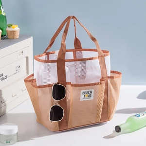 Large Capacity Mesh Beach Bag Multi Pocket Tote Travel Toiletry Swimming Pool Gym Shower Organizer Portable Breathable