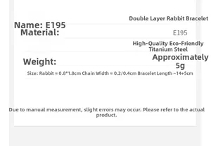 Size specifications for double-layer titanium steel rabbit bracelet with 14+5cm length
