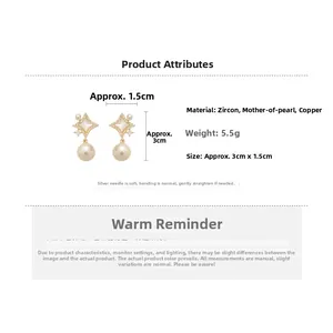 Détail des boucles d'oreilles perle étoile avec dimensions 3x1.5cm et poids 5.5g