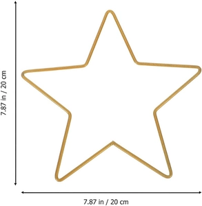 Detail view of 20cm gold metal star hoop for DIY dreamcatchers and holiday decorations