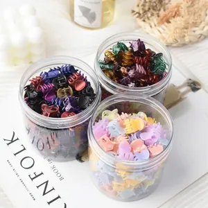 Set di mini mollette per capelli per donne e bambini in barattoli colorati trasparenti