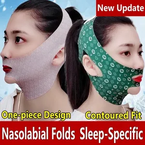 Elastic V-line lifting mask for face contouring and wrinkle repair shown on models