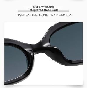 Close-up of the comfortable integrated nose pads on black retro fashion sunglasses