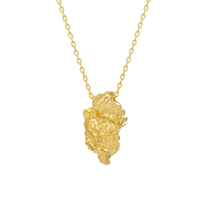 Minimalist S925 sterling silver gold necklace with irregular textured geometric pendant