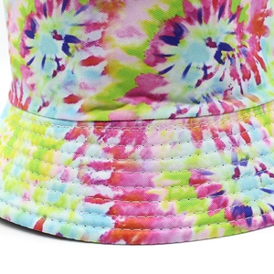 Cappello alla pescatora tie-dye 3D con stampa colorata e tesa larga parasole