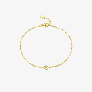 925 Sterling Silver Single Zirconia Adjustable Bracelet For Women Minimalist Fashion Jewelry Dainty Thin Chain Gold Platinum Plated