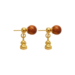 Boucles d'oreilles élégantes de style chinois avec finition dorée et perles de marbre