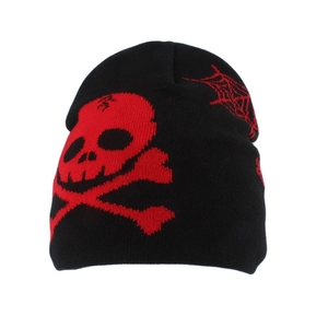 Skull Spider Web Knit Beanie For Men Women Halloween Hip Hop Streetwear Acrylic Winter Warm Skull Cap Skeleton Pattern Hat