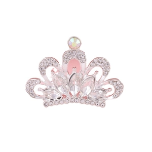 Sparkling silver alloy crown accessory with rhinestones for DIY phone case decoration