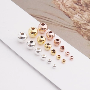 Polished S925 sterling silver beads in gold, silver, and rose gold for DIY jewelry making