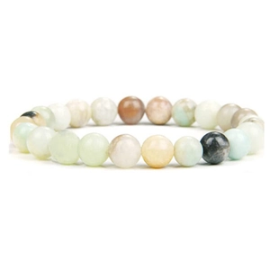 8mm multicolor natural stone beaded stretch bracelet with opal and amethyst for women