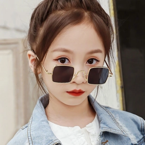Kids Square Sunglasses Vintage Metal Frame UV Protection Fashion Hip Hop Eyewear For Boys Girls Toddlers