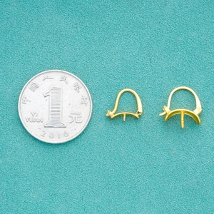 S925 gold plated hoop earring findings for DIY pearl jewelry making with size reference