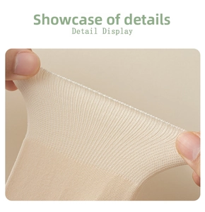 Stretch detail of thin cotton mid-tube socks, showing elastic knit texture for summer.
