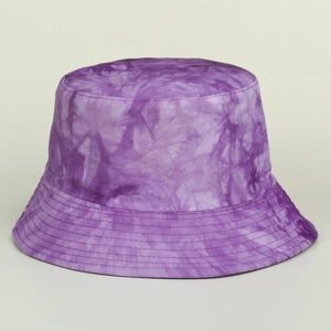 Reversible purple tie-dye cotton bucket hat for sun protection with casual trendy style