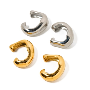 Polished 18k gold and silver stainless steel rivet ear cuffs in C-shape design