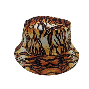 Reversible Bucket Hat Polyester Tiger Stripe Print Sun Protection Outdoor Streetwear Unisex Fisherman Cap