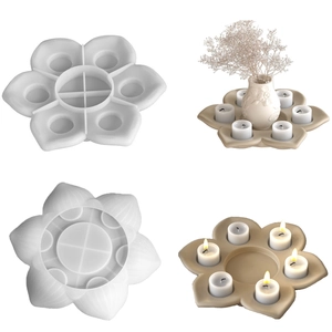 Lotus Flower Candle Holder Silicone Mold Multi Hole DIY Resin Casting Plaster Base Home Decor Flexible Large