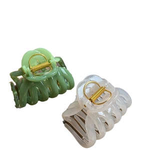 French style pumpkin hair claws in sage green and creamy white acrylic for women