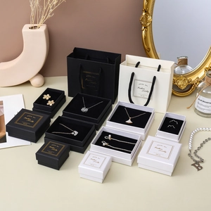 Jewelry Box Gift Packaging Case Square Paperboard Gold Stamping Morandi Colors For Rings Earrings Necklaces Bracelet