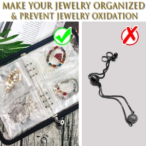 Transparente, oxidationsgeschützte Schmucktasche mit Ringbuch für Ringe und Ohrringe