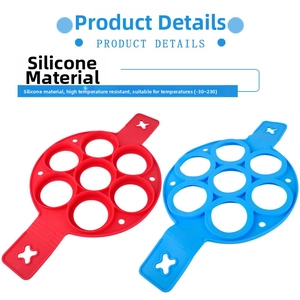 7-hole silicone pancake mold with side handles heat resistant from -30 to 230 degrees