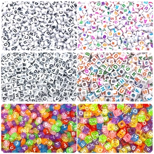 Acrylic Alphabet Letter Beads Round Flat Square Cube Spacer For DIY Bracelet Jewelry Making Handcraft Accessories