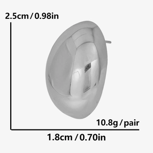 Polished teardrop earrings dimensions showing height 2.5cm and width 1.8cm
