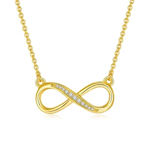 S925 Sterling Silver Infinity Love Pendant Necklace For Women Minimalist Rhinestone Clavicle Chain Fashion Jewelry Gift
