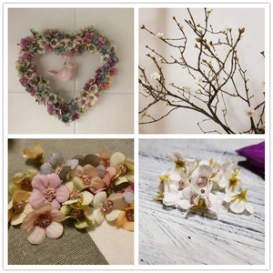 DIY colorful silk daisy flower heads and heart wreath for home wedding decoration