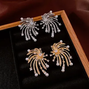 Zircon Artificial Pearl Stud Earrings With 925 Sterling Silver Earring Post For Women Star Bow Butterfly Heart Dangle Jewelry