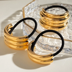 Vintage Stainless Steel Geometric Hair Ties Gold Silver Plated Metal U-Shaped Hair Accessories For Women Ponytail Holder