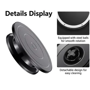 Black rotating cake turntable with steel bearings and detachable design for DIY baking