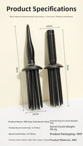 Detailed size and weight specs for black ABS hair styling curling brushes