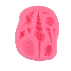 Stampo in silicone rosa con varie conchiglie e lumache per fondant e pasticceria fai da te